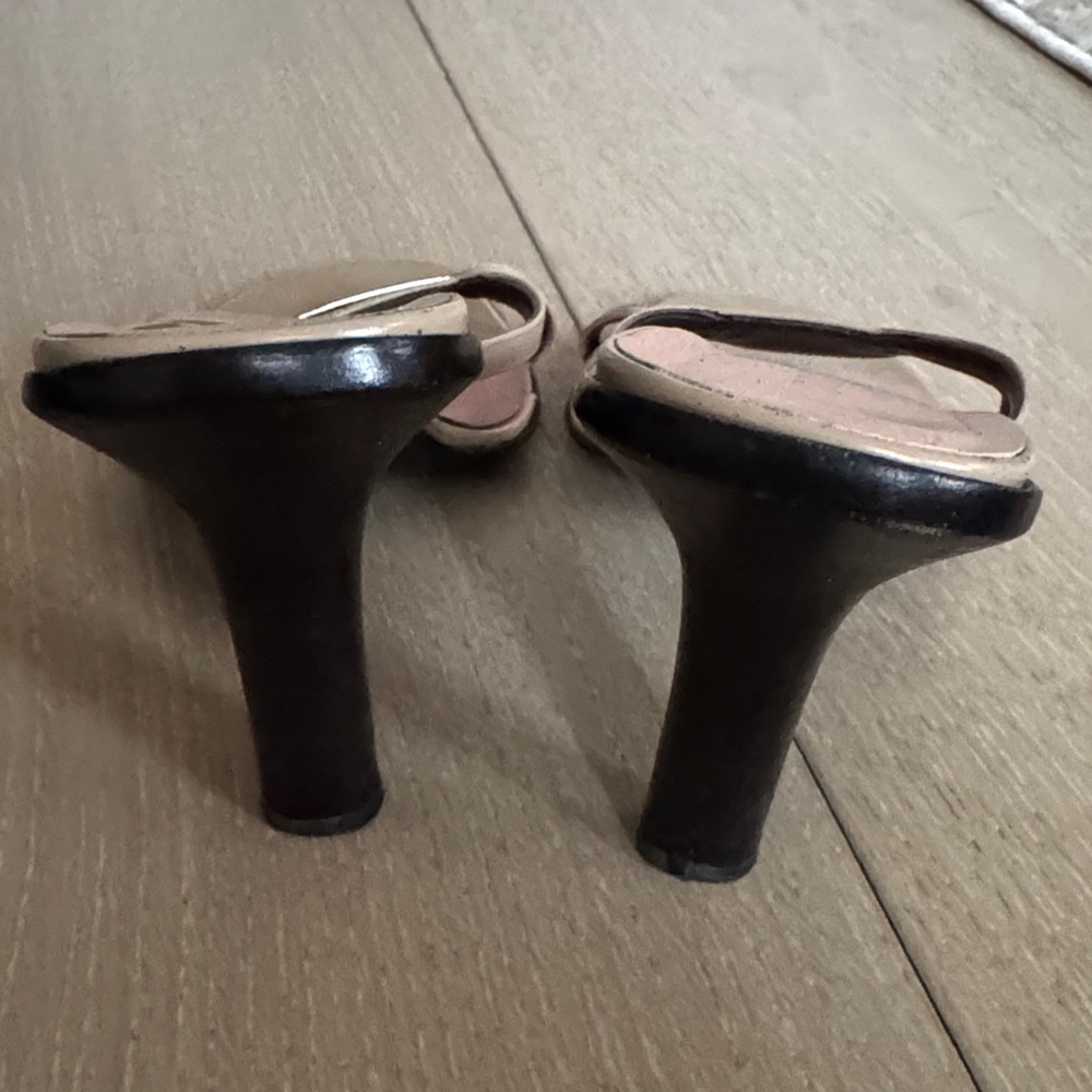 Gucci Beige Leather Double-Strap Slide Sandals with Pink Insole - Picture 4 of 8